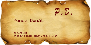 Pencz Donát névjegykártya